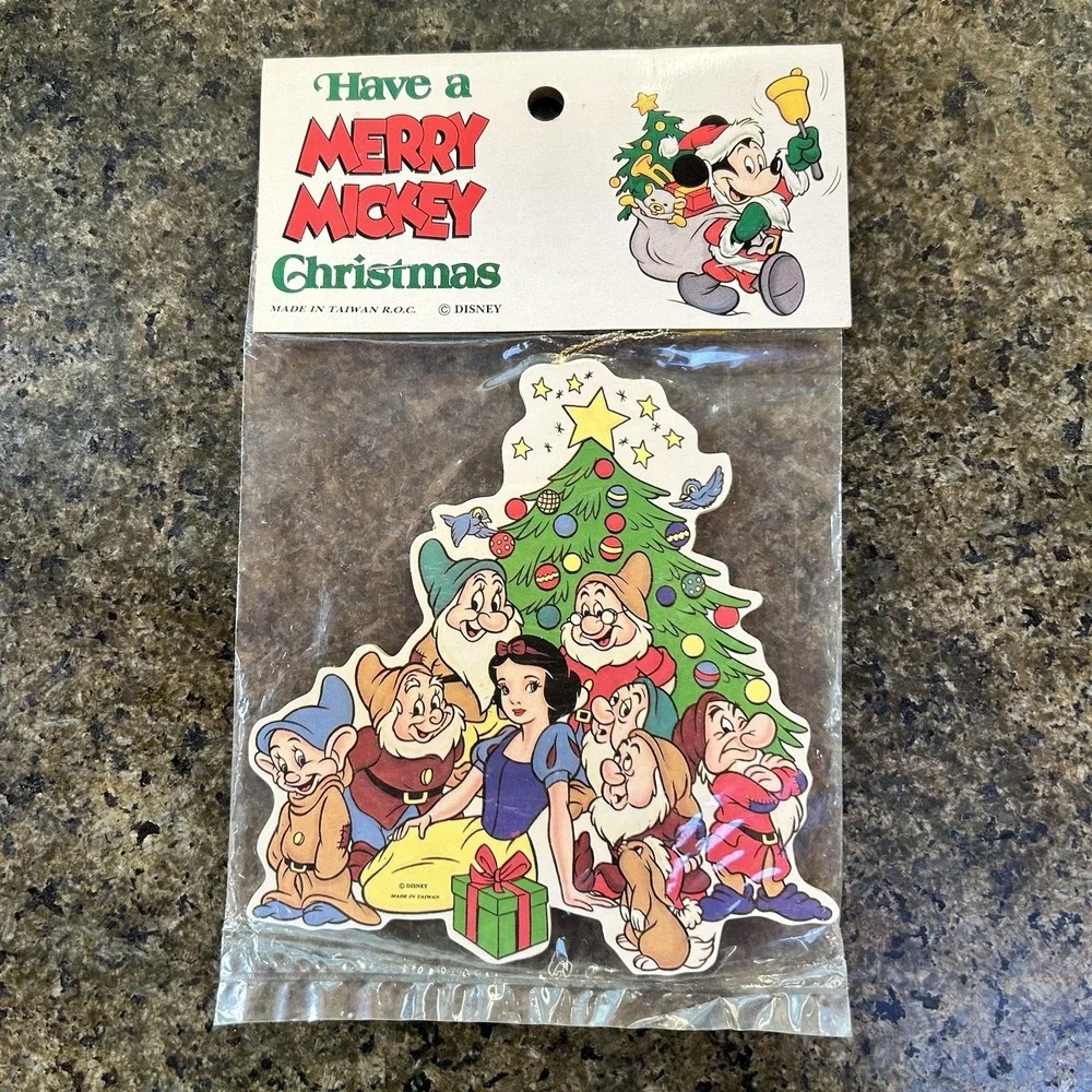 NEW Vintage Disney Snow White & The Seven Dwarfs Double Sided Christmas Ornament